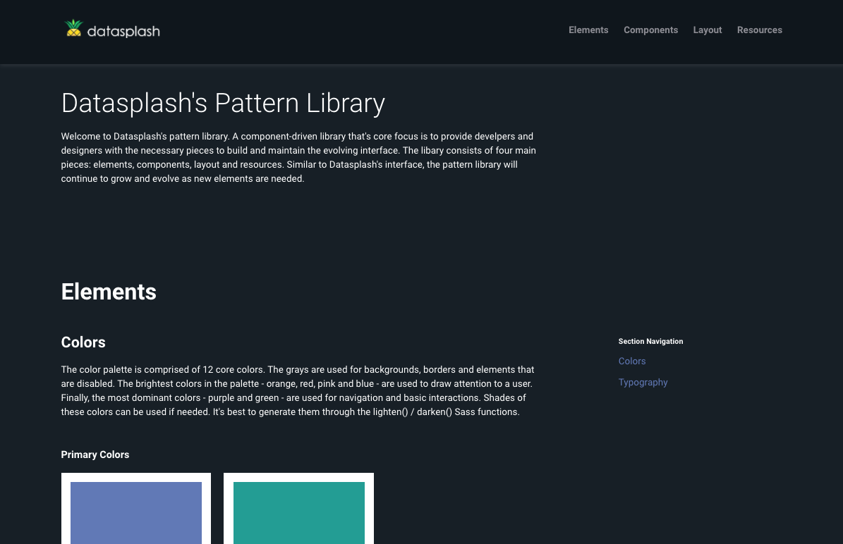 Datasplash pattern library